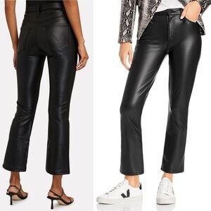 MOTHER Insider Ankle Faux Leather Mini-Flare Jeans - Size 27